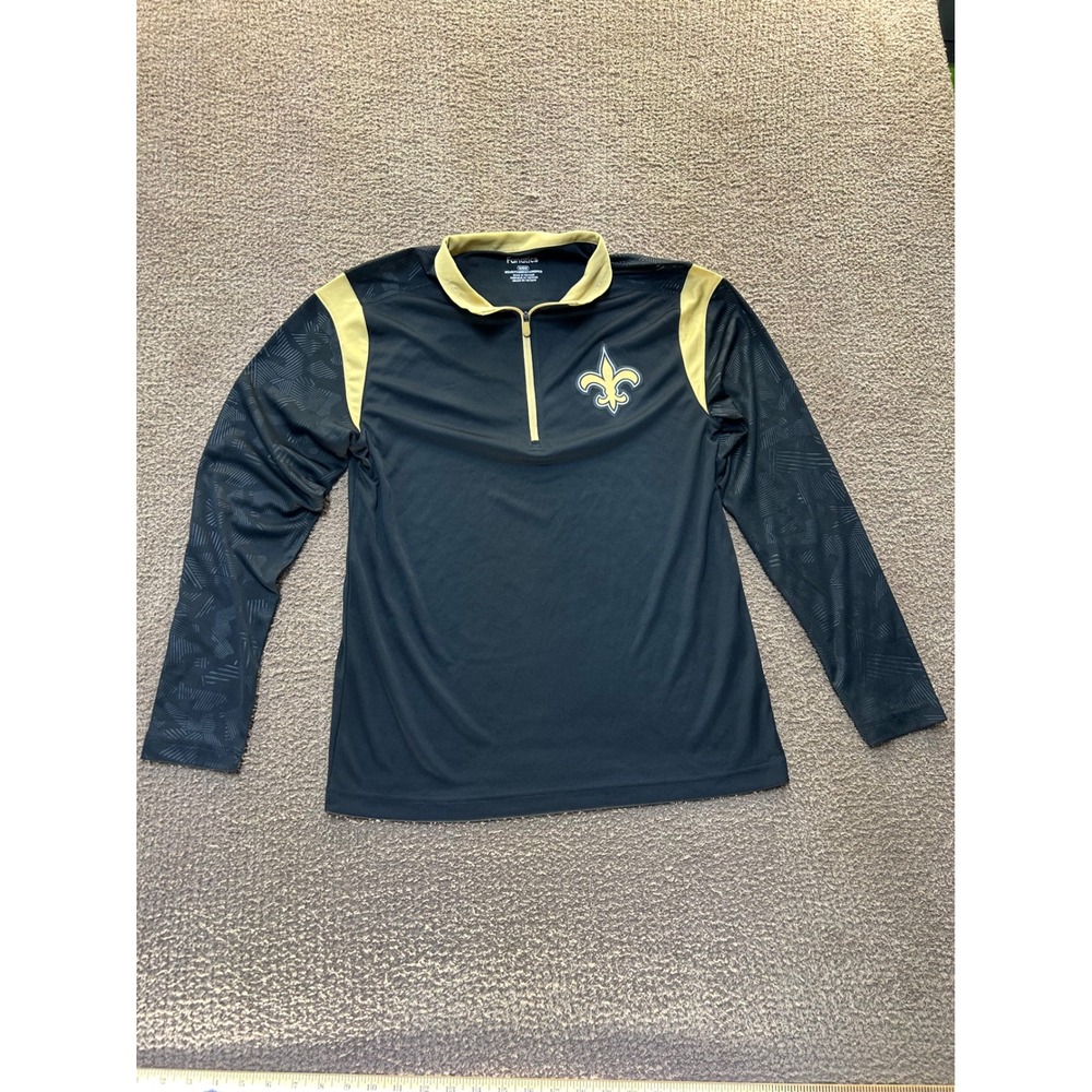 Fanatics New Orleans Saints Mens Medium Black Gold Quarter Zip Pullover MAA9